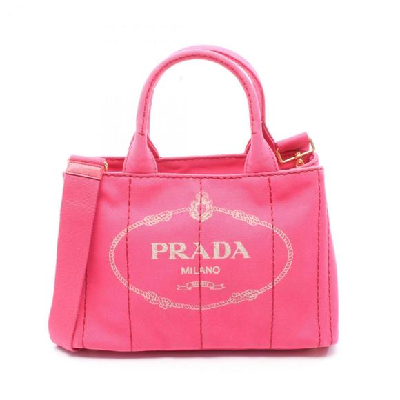 Prada Canapa Tote Bag, Canvas, Women's, Pink, 1BG439 - Picture 1 of 10